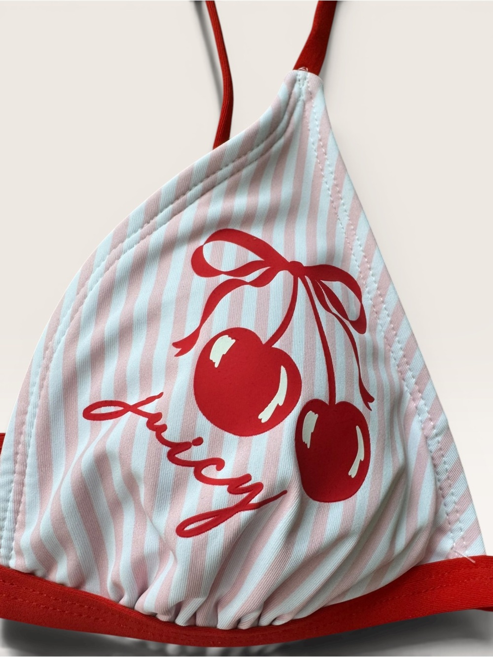 🍒Juicy Couture Cherry Triangle Bikini 2Pc Set Striped BNWT Medium